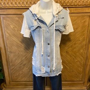 Hot and Delicious Acid Wash Denim Hood Jacket